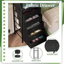 Vintage Nightstand With Charging Station And 3 Drawers - Black - View 5