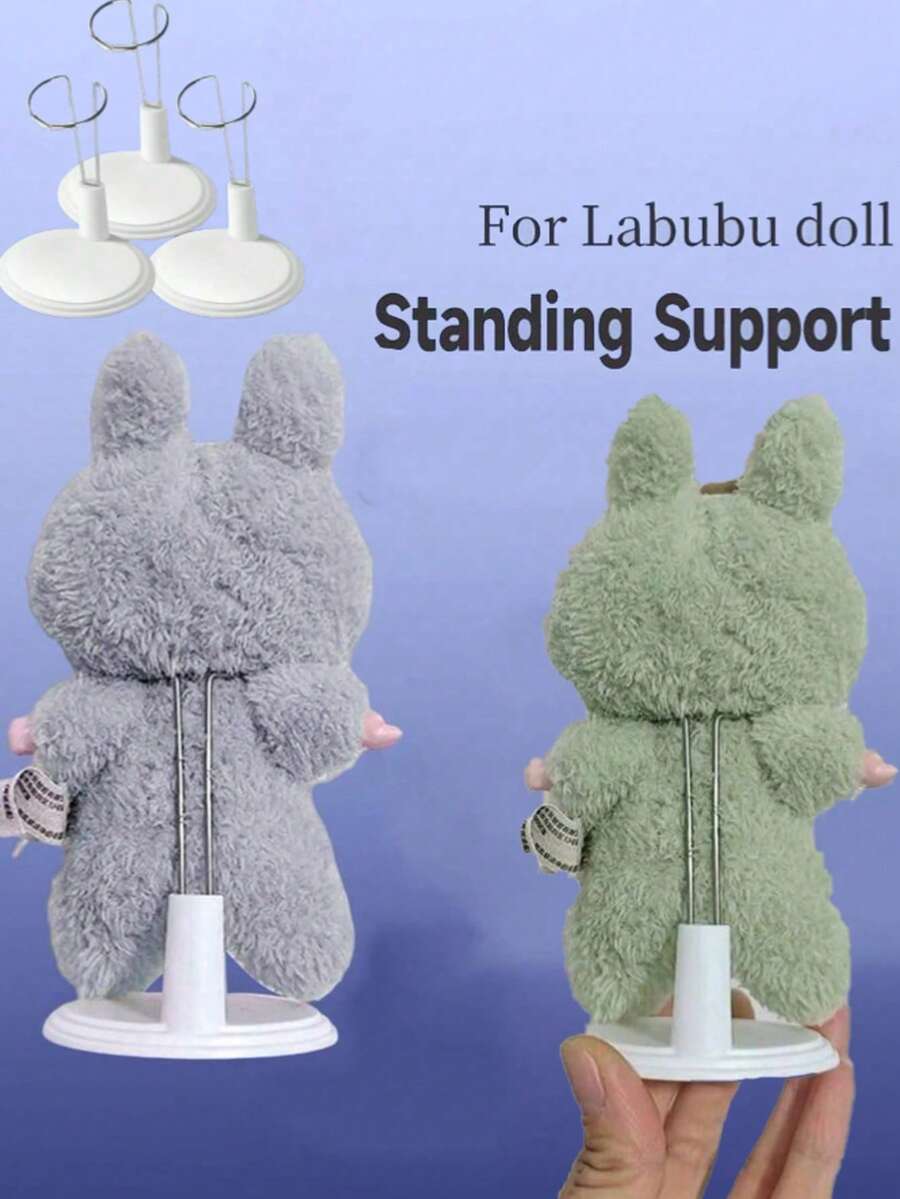 1pc Adjustable Doll Stand, Doll Display Holder Suitable For 12-15cm Teddy Bears & Figurines, Black Color With White Base, Portable Photography Prop, Keeps Dolls Standing, Multi-Angle Fixation + Plush Doll Storage (Doll Not Included) - White - View 1