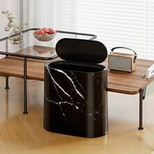 Black PP Material Press Type Garbage Bin With Lid Space Saving Odor Isolation Mosquito Prevention Inner Bucket Sturdy Durable Easy To Clean - Black - View 2