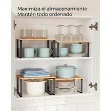 mhjSONGMICS Especiero Estante para Especias Juego de 2 de Armario Estante de Almacenamiento de Cocina Extensible Negro y Natural MKCS02NBV1Sleeping Bags