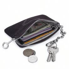 Suede Leather Women's Coin Purse Autumn And Winter New Card ID Storage Bag Genuine Leather Zipper Small Wallet For Women - Brown - View 5