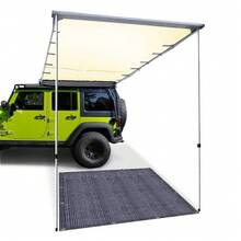 Jiubiaz Vorzeltteppich 250x500 cm HDPE UV-stabil Wasserdurchlässig Atmungsaktiv für Zelt & Caravan & Picknick - Dunkelgrau - Übersicht 7