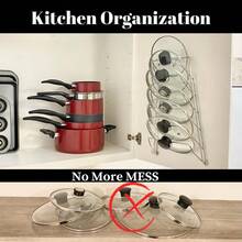 6-Tier Pot Lid Organizer For Cabinet Door Or Pantry Wall - Pots And Pans Lid Holder Rack - Glass Or Metal Pan Covers Cabinet Organizer Kitchen Storage - Chrome Finished - Bộ 1 - Xem 4