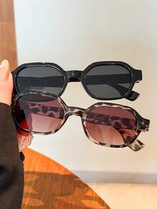 2 piezas Juego de gafas con marco rectangular estilo bohemio para mujeres, accesorio de moda para verano, playa, viajes, fiestas, para combinar todos los días, estilo Y2K - Multicolor - Ver 2
