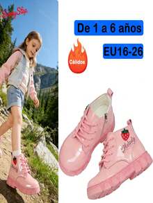 Botas Infantiles SunnyStep para Niños: Estilo Moderno con Fresa "Melody" + Materiales Resistentes y Soporte de Tobillo, Suelas Estables y Cálidas, Ideal para Niños de 1 a 6 Años en Actividades Al Aire Libre - Rosa - Ver 3