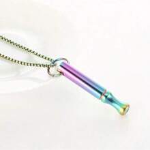 1pc Meditation Breathing Necklace With Iridescent Purple Pendant - Men's Stress Relief Spiritual Jewelry, Soothing Gift For The Mind, Clear Spiritual Accessory, Streamlined Chain Design, Polished Finish (Style Sent Randomly)