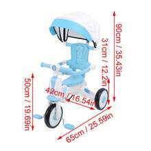 Triciclo para bebés con asa de empuje ajustable para padres, luz musical, toldo plegable, triciclo para niños pequeños de 18 meses a 5 años, niños y niñas - Azul - Ver 10