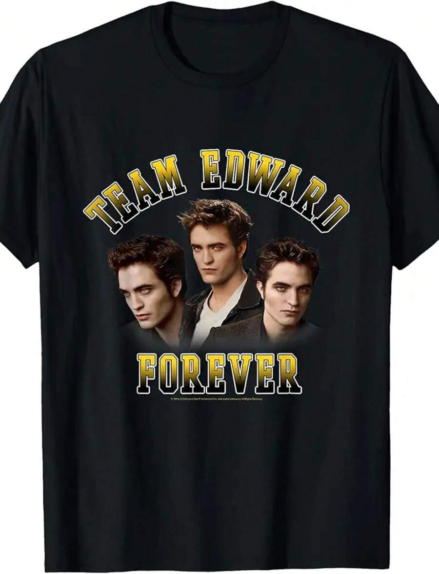 Twilight Team Edward Forever Portrait Collage Vampire Movie T-Shirt - màu đen - Xem 1