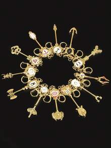 1个十二星座金色金属钥匙扣，女士款 - 星座图案钥匙圈，带龙虾扣，可作装饰包包挂饰，礼品及配饰，钥匙收纳器，设计精美，做工精细，收藏佳品 - 金色 - 查看 3