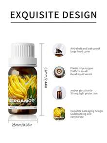 EMBRACEX. Tinh dầu Bergamot 10ml, tinh dầu Bergamot chất lượng cao, thích hợp dùng cho máy khuếch tán tinh dầu, liệu pháp hương thơm, xà phòng thủ công, làm nến, hương thơm lâu dài, 100% nguyên chất tự nhiên, bao bì quà tặng, tinh dầu thực vật. - Cam Bergamot - Xem 4