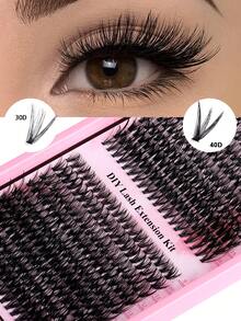 400pcs Eyelash Extensions, D Curl 9-16mm Mixed Length DIY Lash Extensions, 30pcs+40pcs Mixed Set, Fluffy Segmented Lash Extensions, Natural Cluster Lash Extensions, Faux Mink Segmented False Lashes - D - View 1