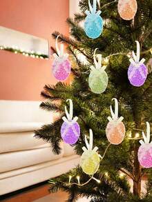 10个装 - 复活节闪光彩蛋装饰品，复活节彩蛋，彩色金属丝复活节彩蛋装饰，弹簧泡沫彩蛋挂饰，适用于复活节树、家庭聚会、DIY手工、篮子DIY、复活节派对礼物、桌面装饰 - 彩色 - 查看 10