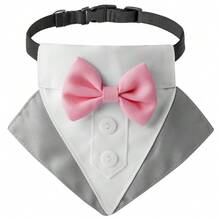 狗狗燕尾服套装，含领结和围巾，婚礼派对王子衬衫领，正式宠物订婚礼服，生日礼物 - 灰色 - 查看 3