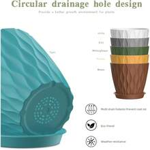 Inch Plant Pots 5 Pack, Flower Planters With Drainage Holes And Trays, Plastic Pots Indoor Outdoor Plants, White - 彩色 + 6英寸 - 查看 3