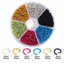 1盒彩色铝环，6毫米同色开口环，铝制钥匙扣/手链/项链连接配件，DIY珠宝制作材料