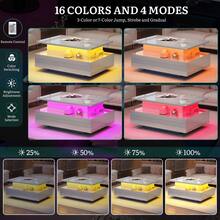 Lift Top Coffee Table, High Glossy With LED Strip, Modern Wooden Rectangle Tea Table With 2 Drawers -By GeoTower - Grey - View 6