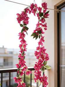 1 vòng hoa giấy nhân tạo dài 1,7m (5,9ft), dây leo giấy giả bằng lụa, vòng hoa giấy thân dài, thích hợp để trang trí bàn ăn, khăn trải bàn, cổng cưới, trang trí tường. - Màu tím - Xem 7