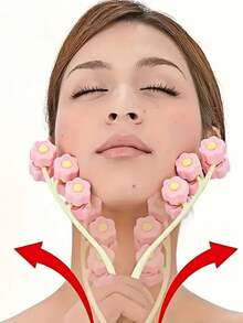 1 pieza Masajeador facial con forma de flor, firmeza natural - Rodillo de belleza, esculpe la línea en V, relaja la mente y el Body, sin batería, belleza, cuidado de la piel, spa, autocuidado, herramienta de cuidado de la piel, cuidado facial, suministros de esteticista, masaje, herramienta de masaje facial, rodillo facial - Multicolor - Ver 3