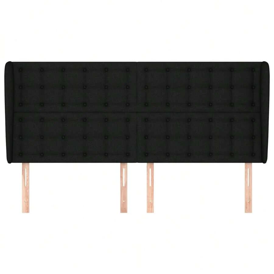 vidaXL Tête de lit com tecido preto 203x23x118/128 cm - Preto - Ver 1