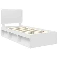 vidaXL Cadre de lit Blanc 90 x 190 cm Bois de pin massif - Blanc - Voir 4