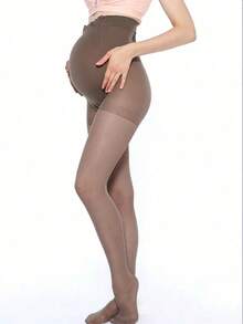 1pc Minimalist Maternity Tights, Suitable For Autumn/Winter, Lightweight Anti-Snag, Slip-Resistant Waistband, Skin-Friendly, Black, Pregnancy Wear, Daily Use - Multicolor - View 18