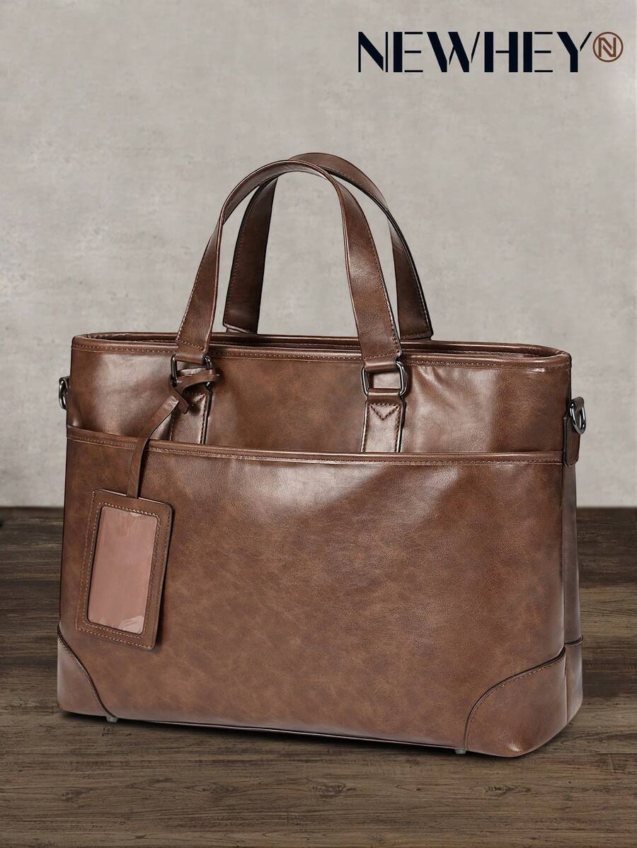 NEWHEY 15.6 Inch Men's Business Briefcase, Leather Water-Resistant Commuter Bag, Large Capacity, Suitable For Job Interviews And Other Occasions - Multicolor - View 1