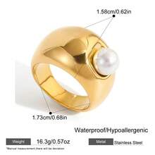 S SHOPBOHO 1 chiếc nhẫn ngọc trai thiết kế hình đồng xu cổ điển, dây đeo bằng thép không gỉ, thích hợp để đeo hàng ngày. - Nhẫn cổ điển - Xem 9