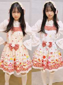 1pc Lolita Style Sweet & Cute Bib Dress, Only Includes Dress, Lolita Costume For Holiday Party, Performance, Valentine's Gift, Suitable For Daily & Holiday Wear Halloween Spring - Multicolor - View 23