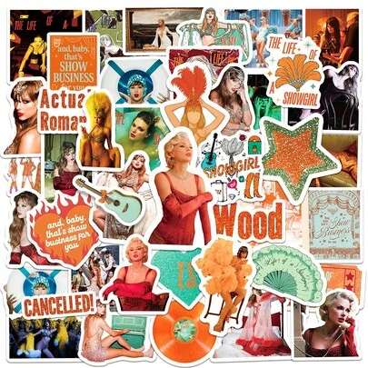 50pcs Taylor Stickers, The Life Of A Show-Girl, Fans Merch Goods, Can Be Stuck On Laptops, Phones, Luggage, Cups, Notebooks, Suitable For Fan Merchandise, Exquisite Decorations, Perfect Small Gift For Friends