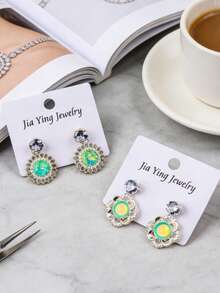 5对/套 精致可爱时尚水钻耳环 男女童款 蝴蝶心形雪花水滴随机款式 节日派对生日礼物 日常佩戴饰品 - 5對水鑽兒童耳釘 - 查看 9