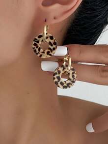 LADYCOCO 6 Pairs Fashionable & Cute Acrylic Multi-Color Asymmetrical Texture Pendant Earrings, Suitable For Women - Multicolor - View 3