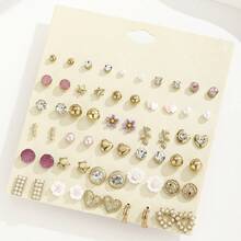 30件套心形耳环组合装，轻盈奢华合金耳钉，适合作为斋月和情人节礼物 - 彩色 - 查看 6