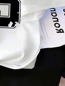 Tween Girls' Numeric Print Round Neck Loose Casual Short Sleeve T-Shirt - White - View 5