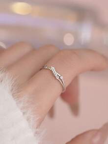 1个优雅水钻麦穗耳饰可调节开口耳环，适合女性日常、节日和派对佩戴 - 銀色 - 查看 1