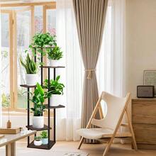 6 Tier Wood Tall Plant Stand Metal Rack Indoor, Multiple Flower Pot Holder Shelves Corner Rack, Planter Shelf Display Rack Storage Organizer Patio Living Room Balcony GardenWhite Oak - 6 Tier, Black Oak - View 7