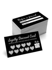 50pcs Double-Sided Recommendation & Member Discount Cards - Multipurpose Reward Cards Suitable For Small Businesses, Retail Stores, Cafes, Salons And Service Providers (Ideal For Customer Retention And Behavior Incentives)