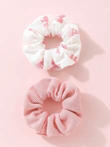 2个手工花朵蝴蝶结发圈，适合日常佩戴，可扎马尾辫，可作发饰。 - 粉紅色蝴蝶結 - 查看 4