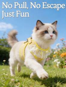 1 Set/2 Pcs (Harness + Leash) Pet Supplies Dog/Cat Leash, Soft & Cute/Plaid/Lace Trim/Solid Color Pendant Design Harness Set, Anti-Escape, Adjustable, For Cats & Dogs - Multicolor - View 3