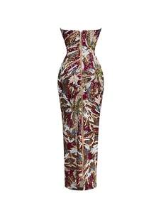 Bernatova 女士性感优雅无肩带亮片刺绣长款晚礼服，适合正式晚宴、婚礼宾客、红毯活动、情人节、生日、鸡尾酒会、返校舞会、俱乐部活动等场合。 - 彩色 - 查看 6