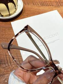 1 Pair Women's Cat Eye TR90 Brown Leopard Print Contrast Color, Spring Hinge Ins Style Sexy Metal Eyeglasses Frame, Non-Prescription Clear Lens - Multicolor - View 2