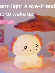 Axolotl Night Light, Dimmable Silicone Animal Night Light, Rechargeable Touch Bedside Lamp, Room Decor, Axolotl Gift - Multicolor - View 2