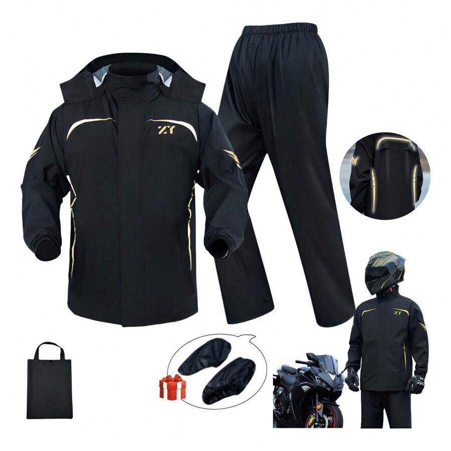 TendenciaImpermeable Motociclista Phosphaino Reflejante Con Capucha Negro/oro XxlCalidad premium - 1 - Ver 1