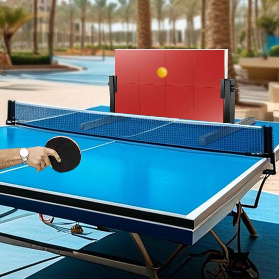 360° Adjustable Table Tennis Rebound Board - Self-Training Ping Pong Trainer With Rubber Surface & 7 Layers Of Wood For Solo Practice - Red - View 1