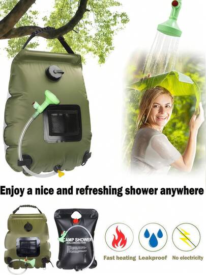 1pc 5 Gallon/20L Portable Camping Shower Bag | Detachable Hose For Easy Carry | On/Off Switch Shower Head | Travel Shower | Portable Shower For Beach, Hiking, Camping, Outdoor Activities