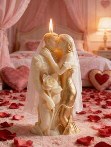 1pc Asymmetrical Love Couple Rose Silicone Mold - Multi-Use For Gypsum/Cement/Soap Valentine's Day/Wedding/Anniversary Bridal Shower Gifts