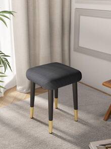 1pc Plush Square Stool Cover, Suitable For Living Room, Bedroom, Dining Room, Study, All Season, Modern Minimalist - Medium Gray - View 3