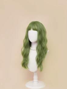 XYUNMI 26 Inch Green Long Curly Wig With Lightweight Bangs, French Style, Fashion & Natural, Soft & Fluffy, Made Of Synthetic Fiber, Suitable For Daily Wear, Dates, Photo Shoots, Cosplay, Elegant Parties, Valentine's Day, Music Festivals, Casual Gatherings And Shopping, Women Wig - Green - View 8