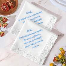 Wedding Handkerchiefs Something Blue For Bride, Mother Of The Bride Gifts Embroidered Lace Keepsake Bridal Hankies - 新娘的父親 - 查看 4