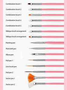 21pcs Nail Art Brush Set For Uv Gel Polish Drawing Painting Flower Design Silicone Dotting Pen Rhinestone Picker Manicure Tools,Nail Art Brushes, Nail Brush Set With Nail Stand, Nail Holder Painting Nails, Nail Art Tools, Nail Dotting Home & Salon Nail Art Design - Multicolor - View 7
