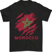 Morocco Ripped Flag Mens T-Shirt 100% Cotton - 黑色 - 查看 1